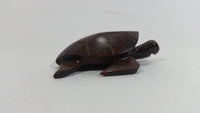 Dark Brown Colored Small Turtle Tortoise Wood Carved Animal Figure