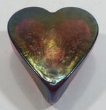 Signed Handmade In Canada Robert Held Iridescent Pink Purple Rainbow Heart Shaped Art Glass with Original Sticker