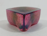 Signed Handmade In Canada Robert Held Iridescent Pink Purple Rainbow Heart Shaped Art Glass with Original Sticker