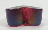 Signed Handmade In Canada Robert Held Iridescent Pink Purple Rainbow Heart Shaped Art Glass with Original Sticker