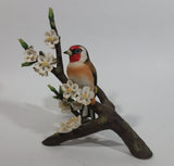 Vintage 1979 Franklin Porcelain European Goldfinch Limited Edition Bird on Branch Sculpture