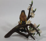 Vintage 1979 Franklin Porcelain European Goldfinch Limited Edition Bird on Branch Sculpture