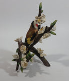 Vintage 1979 Franklin Porcelain European Goldfinch Limited Edition Bird on Branch Sculpture