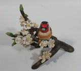 Vintage 1979 Franklin Porcelain European Goldfinch Limited Edition Bird on Branch Sculpture
