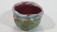 Uniquely Shaped Colorfully Hand Painted Hand Made Pottery Bowl