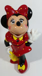 Vintage 1989 Walt Disney Minnie Mouse Waving Cartoon Character 9" Tall Hand Painted Ceramic Ornament Signed and Dated