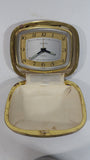 Vintage Europa Germany 2 Jewels Brown Cased Travel Pocket Wind-Up Alarm Clock - Working