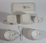 Bombay Company White Embossed Floral Design Creamer, Sugar Bowl, Tea Cup Set