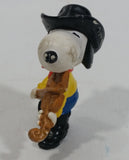 Vintage United Features Peanuts Snoopy Musician Playing a Violin PVC Toy Figure Made in Hong Kong