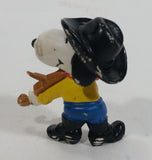 Vintage United Features Peanuts Snoopy Musician Playing a Violin PVC Toy Figure Made in Hong Kong