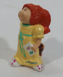 Rare Vintage 1984 O.A.A. Inc Cabbage Patch Kids Dolls Red Hair Yellow Dress Holding Brown Teddy Bear and Story Book PVC Toy Figure Made in Hong Kong