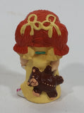 Rare Vintage 1984 O.A.A. Inc Cabbage Patch Kids Dolls Red Hair Yellow Dress Holding Brown Teddy Bear and Story Book PVC Toy Figure Made in Hong Kong