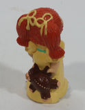 Rare Vintage 1984 O.A.A. Inc Cabbage Patch Kids Dolls Red Hair Yellow Dress Holding Brown Teddy Bear and Story Book PVC Toy Figure Made in Hong Kong