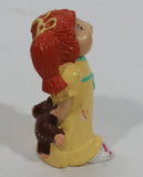 Rare Vintage 1984 O.A.A. Inc Cabbage Patch Kids Dolls Red Hair Yellow Dress Holding Brown Teddy Bear and Story Book PVC Toy Figure Made in Hong Kong