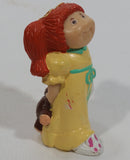 Rare Vintage 1984 O.A.A. Inc Cabbage Patch Kids Dolls Red Hair Yellow Dress Holding Brown Teddy Bear and Story Book PVC Toy Figure Made in Hong Kong