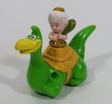 1991 Denny's Restaurants Hanna Barbera The Flintstones Bamm Bamm Riding Green Dinosaur Pullback Friction Motorized Toy Car Vehicle TV Show Cartoon Collectible