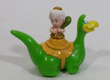 1991 Denny's Restaurants Hanna Barbera The Flintstones Bamm Bamm Riding Green Dinosaur Pullback Friction Motorized Toy Car Vehicle TV Show Cartoon Collectible