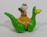 1991 Denny's Restaurants Hanna Barbera The Flintstones Bamm Bamm Riding Green Dinosaur Pullback Friction Motorized Toy Car Vehicle TV Show Cartoon Collectible