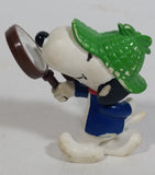 Vintage United Features Peanuts Snoopy Detective Sleuth Holding A Magnifying Glass PVC Toy Figure Made in Hong Kong