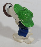 Vintage United Features Peanuts Snoopy Detective Sleuth Holding A Magnifying Glass PVC Toy Figure Made in Hong Kong
