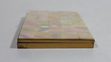Vintage Beautiful Mother of Pearl Square Tiled Design Gold Toned Metal Hinged Cigarettes Smokes Case Box