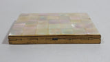 Vintage Beautiful Mother of Pearl Square Tiled Design Gold Toned Metal Hinged Cigarettes Smokes Case Box