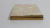 Vintage Beautiful Mother of Pearl Square Tiled Design Gold Toned Metal Hinged Cigarettes Smokes Case Box