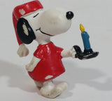 Vintage United Features Peanuts Snoopy Sleep Walking With a Candle PVC Toy Figure Made in Hong Kong