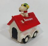 Vintage 1975 Aviva Snoopy Doghouse Motorized Friction Pullback Plastic Toy Car Vehicle