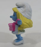 2013 Peyo "Smurfette" Smurf Holding Hand Mirror PVC Toy Figure McDonald's Happy Meal