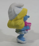 2013 Peyo "Smurfette" Smurf Holding Hand Mirror PVC Toy Figure McDonald's Happy Meal