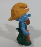 2011 Peyo "Farmer" Smurf Holding Shovel with Bird PVC Toy Figure McDonald's Happy Meal
