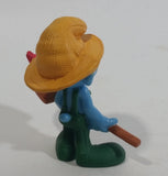 2011 Peyo "Farmer" Smurf Holding Shovel with Bird PVC Toy Figure McDonald's Happy Meal