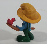 2011 Peyo "Farmer" Smurf Holding Shovel with Bird PVC Toy Figure McDonald's Happy Meal