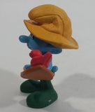 2011 Peyo "Farmer" Smurf Holding Shovel with Bird PVC Toy Figure McDonald's Happy Meal