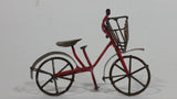 Vintage Handmade Miniature Bicycle with Basket Tin Metal Art Collectible