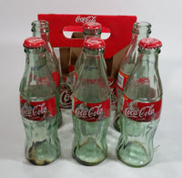 1999 Coca-Cola Classic Soda Pop Limited Edition Santa Claus 6-Pack of Empty 8 oz. Glass Bottles with Paper Carrier (4 Lids)