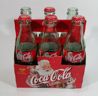 1999 Coca-Cola Classic Soda Pop Limited Edition Santa Claus 6-Pack of Empty 8 oz. Glass Bottles with Paper Carrier (4 Lids)