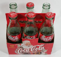 1999 Coca-Cola Classic Soda Pop Limited Edition Santa Claus 6-Pack of Empty 8 oz. Glass Bottles with Paper Carrier (4 Lids)