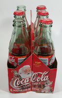 1999 Coca-Cola Classic Soda Pop Limited Edition Santa Claus 6-Pack of Empty 8 oz. Glass Bottles with Paper Carrier (4 Lids)