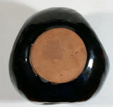 Vintage Blue Mountain Pottery Drip Glaze Triple Dent Three Sided Round Abstract Blue Green 5 1/4" Tall Art Vase