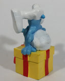 2011 Peyo "Jokey" Smurf Doing a Hand Stand on a Present Gift PVC Toy Figure McDonald's Happy Meal