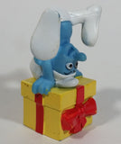 2011 Peyo "Jokey" Smurf Doing a Hand Stand on a Present Gift PVC Toy Figure McDonald's Happy Meal