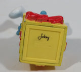 2011 Peyo "Jokey" Smurf Doing a Hand Stand on a Present Gift PVC Toy Figure McDonald's Happy Meal