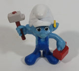 2013 "Handy" Smurf Handyman Holding Tools PVC Toy Figure McDonald's Happy Meal