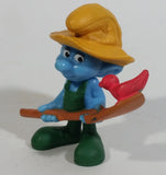 2011 Peyo "Farmer" Smurf Holding Shovel with Bird PVC Toy Figure McDonald's Happy Meal