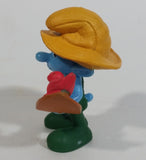 2011 Peyo "Farmer" Smurf Holding Shovel with Bird PVC Toy Figure McDonald's Happy Meal