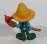 2011 Peyo "Farmer" Smurf Holding Shovel with Bird PVC Toy Figure McDonald's Happy Meal