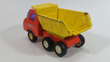 Vintage Buddy L Construction Orange and Yellow Dump Truck Pressed Steel Toy Car Vehicle - Missing front grill
