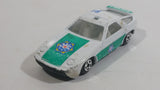 Vintage Porsche 928 Police #38 White Green Die Cast Toy Car Vehicle